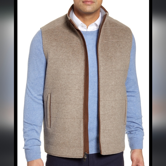 NWOT Peter Millar Mushroom Flex-Fleece Wool Vest - Picture 1 of 12
